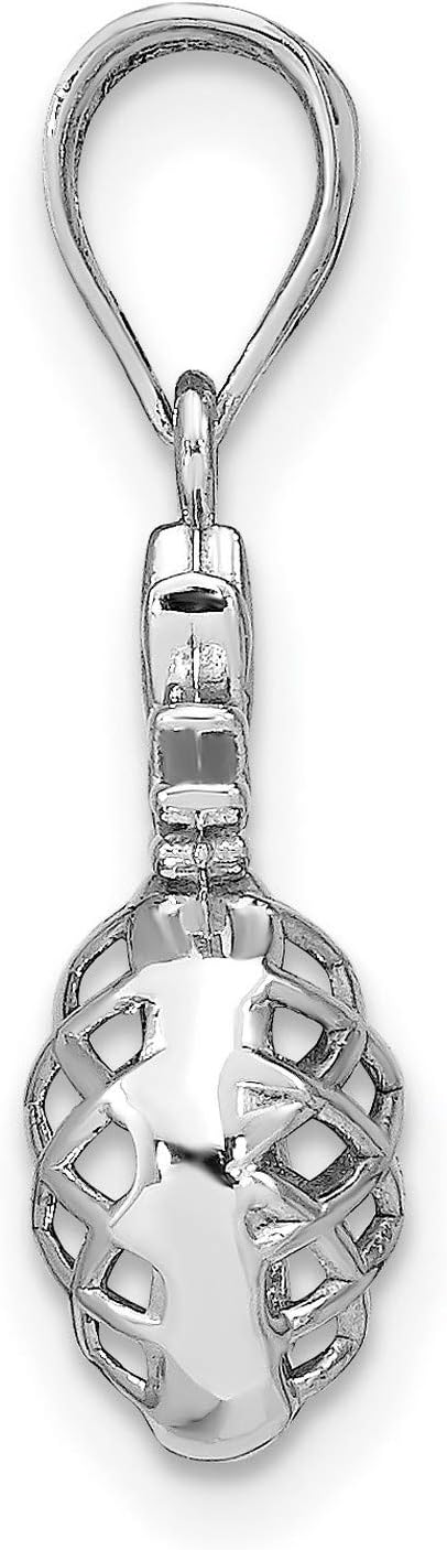 14k White Gold Pineapple Pendant for Women with Open Lattice Design, Symbolic Jewelry of Hospitality and Friendship, Tropical Charm Necklace, Whimsical Accessory for Chains or Collections