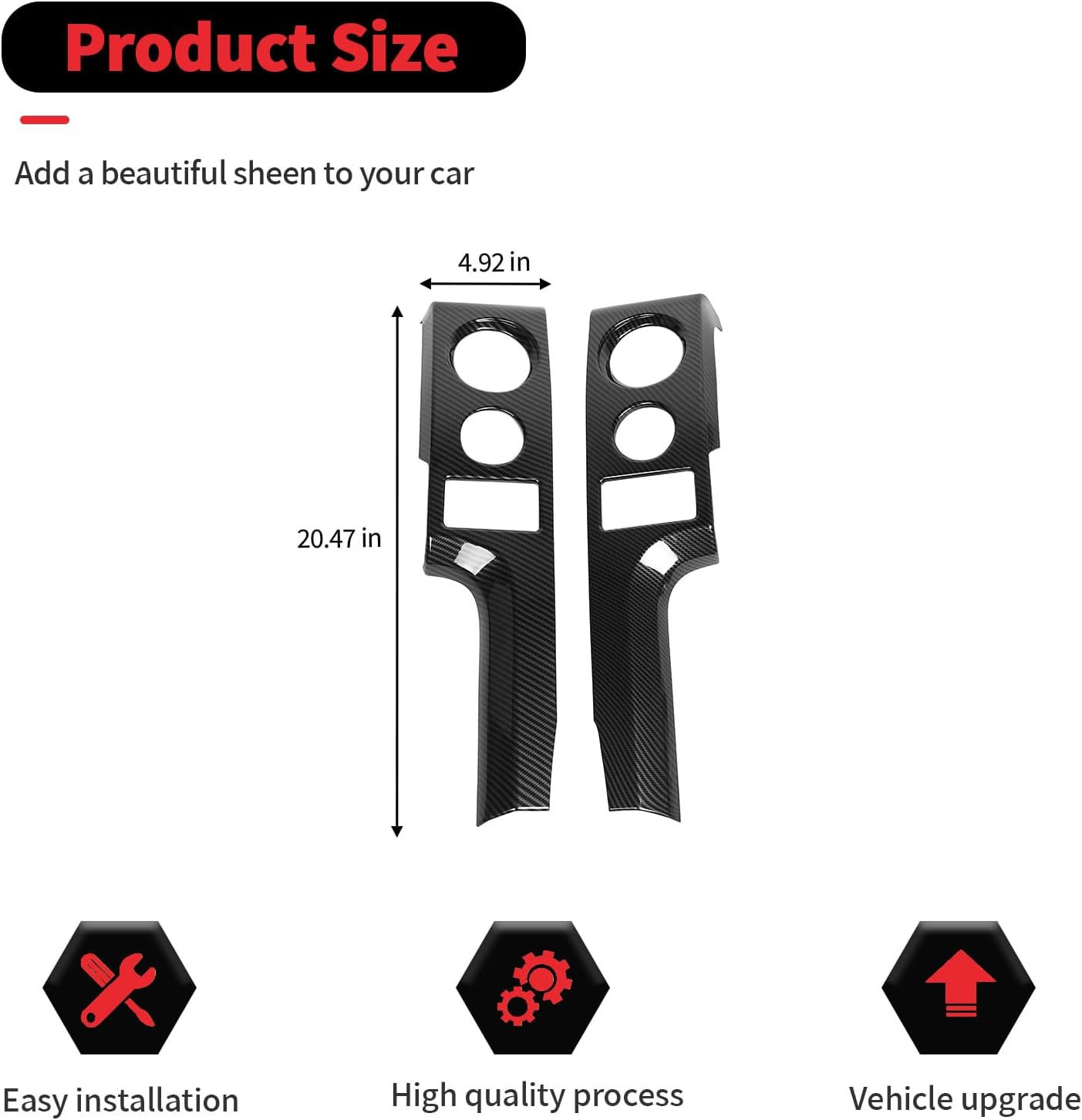 RT-TCZ Carbon Fiber Center Console Dashboard Outlet Vent Panel Cover Trim Decoration Interior Accessories for Ford F150 Raptor 2009-2014