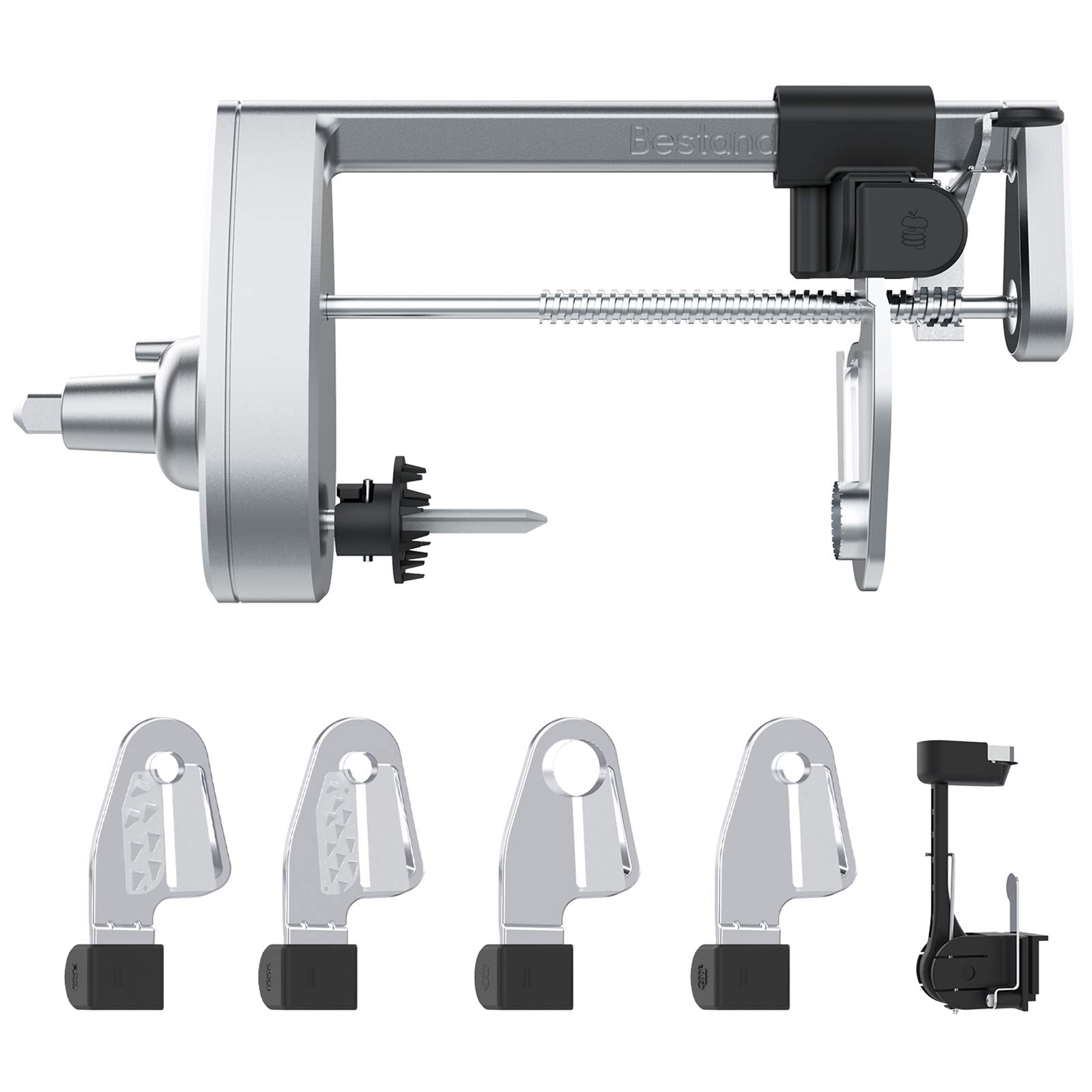BestandSpiralizer Attachment Compatible with Stand Mixer Packed with Peel, Core and Slice, Vegetable Slicer(T18 5 Blades, Silver)