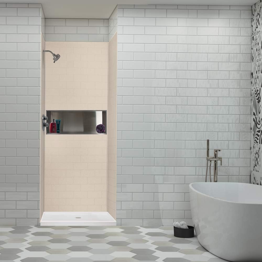 Transolid SWK363696-28 SaraMar Glue 3-Piece Shower Wall Kit, Cashew, 36-in L x 36-in W x 96-in H