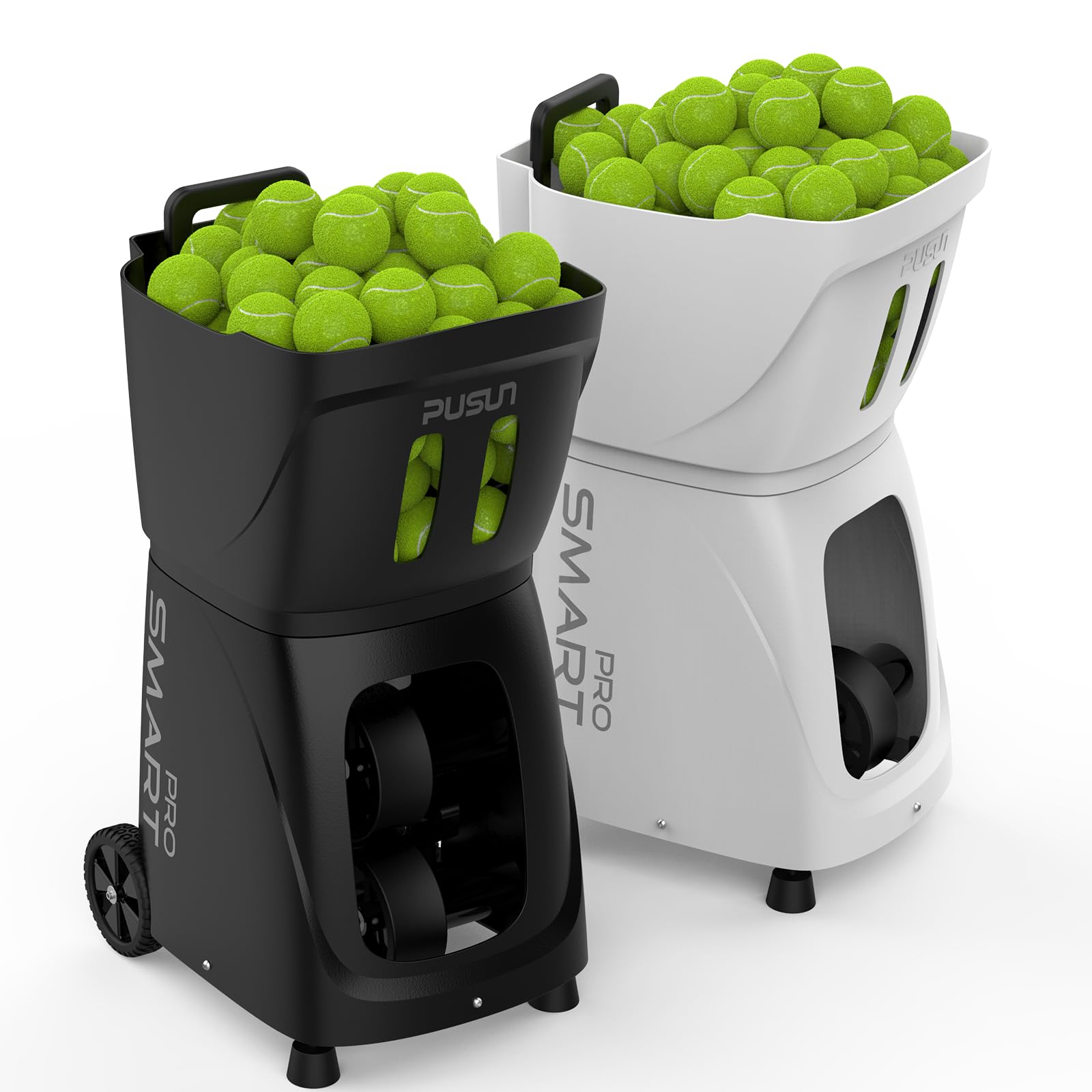 PUSUN PT-Smart Pro - Máquina de pelotas de tenis, lanzador de tenis de pádel para entrenamiento profesional, taladro AI/programación/aleatorio, triple control a través de aplicación/iWatch/Remote