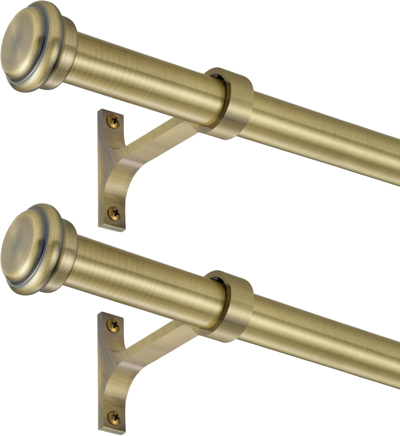 2 Pack Antique Bronze Curtain Rods, 28 to 48 Inches, Heavy Duty with Brackets & End Cap Antique Bronze 28"-48"