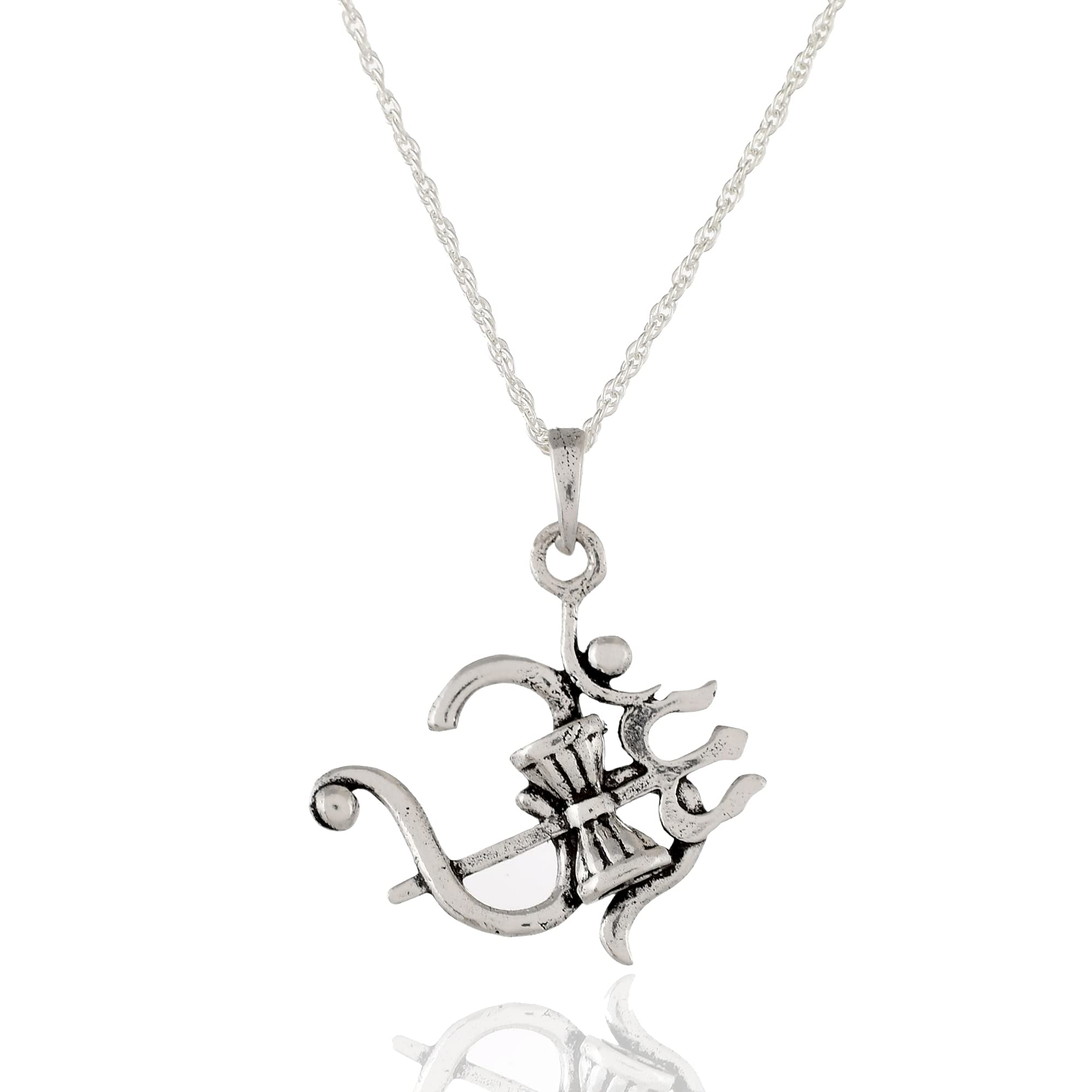 NEMICHAND JEWELS Pure 925 Silver Om Trishul Pendant For Women(with Chain) (B09FGW1RCW) Amazon Price History, Amazon Price Tracker