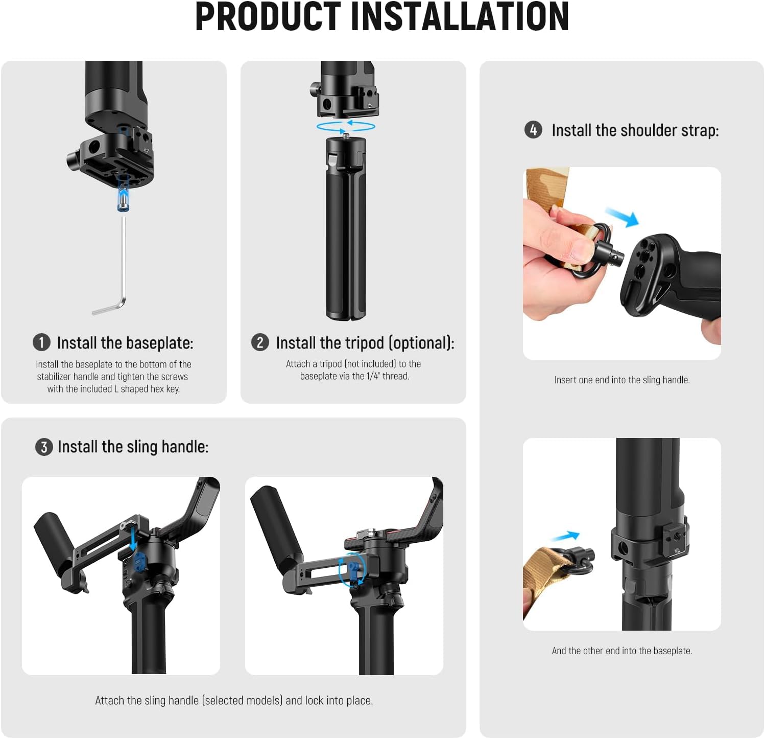 NEEWER RS4 RS3 Gimbal pasek na ramię, redukujący wagę, wyściełany, regulowany pasek z podstawą, szybkie odpinanie, klamra QD, kompatybilny z DJI RS4 RS4 Pro RS3 RS3 Pro RS2, moro, GA018