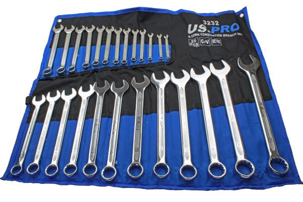 25PC Metric Combination Wrench Set 6-32MM - DIMPLE