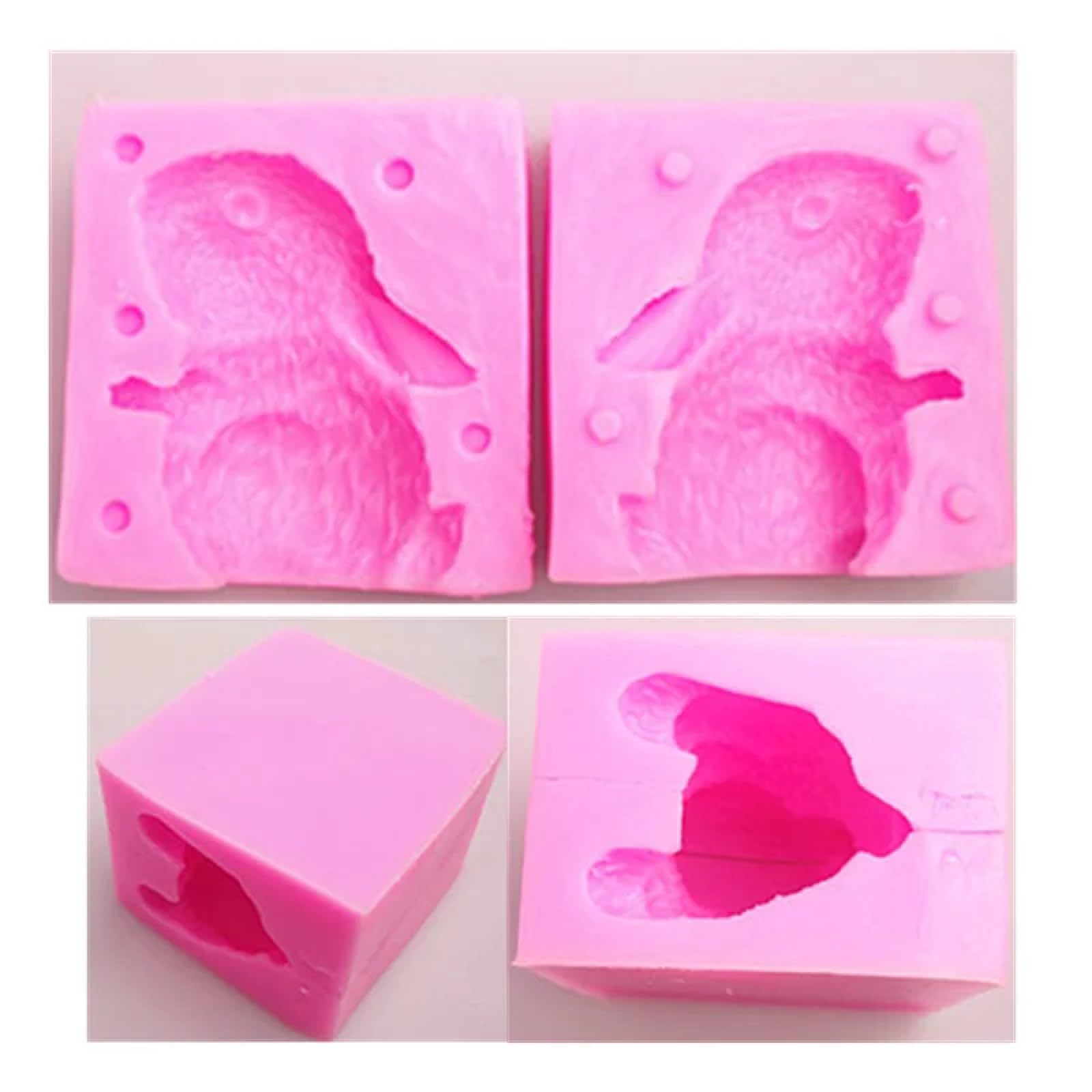 Moldes de silicona para manualidades, molde para tartas, 8 x 7,5 cm, molde de silicona con forma de conejo en 3D, molde de resina para decoración de postres