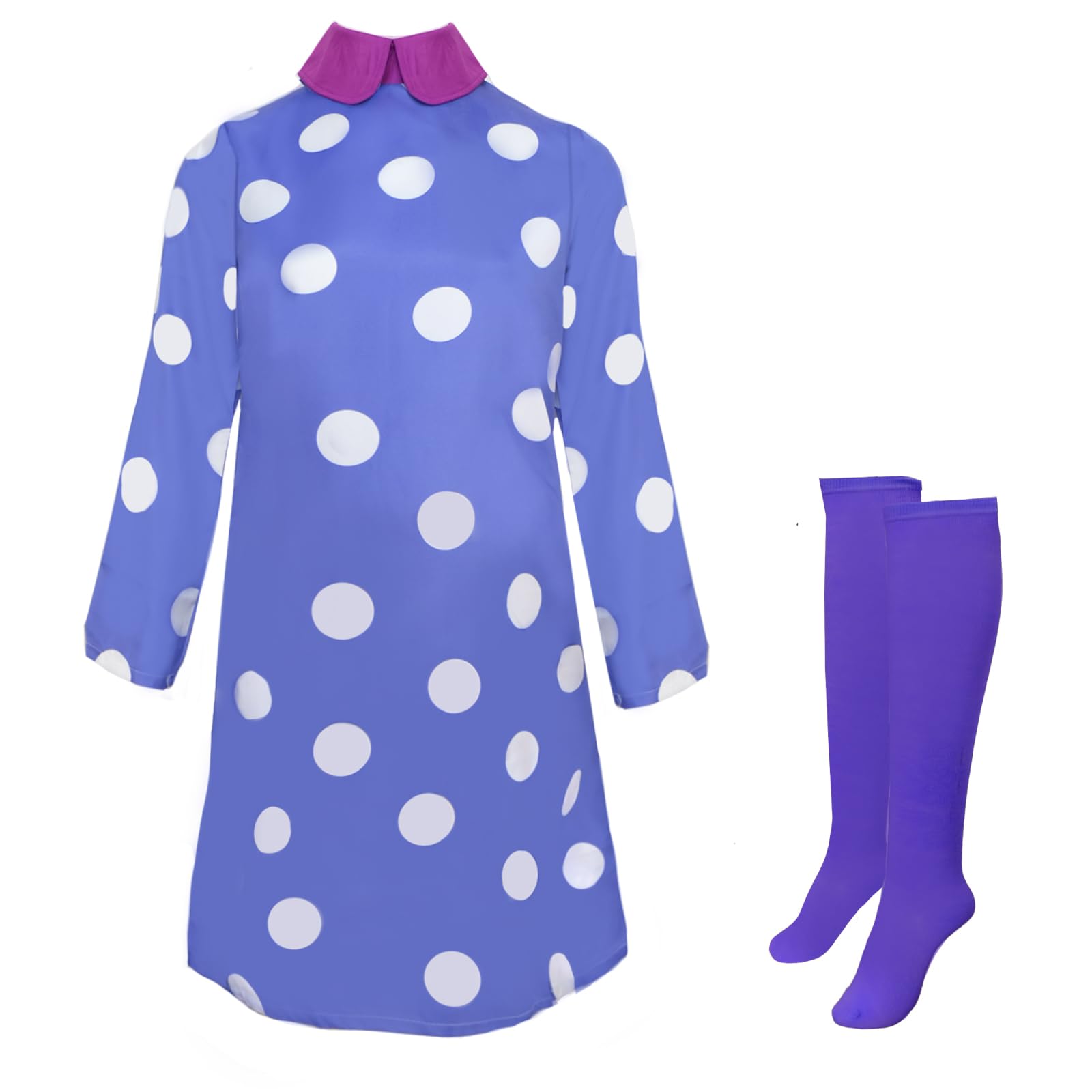 FINASKASU Cosplay Costume Women, Purple Dress Outfit with Purple Stockings