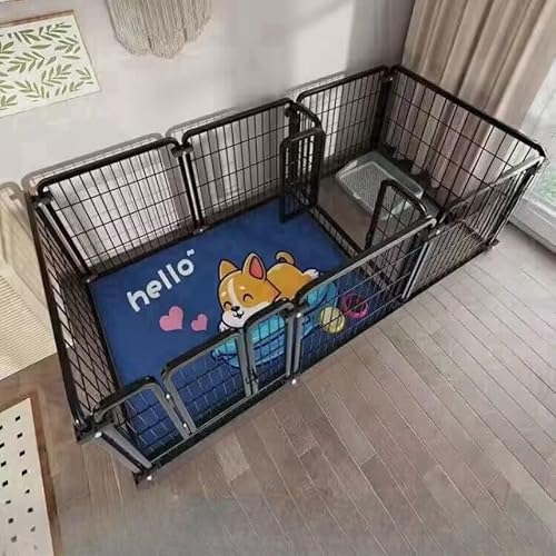 Jiza ペットフェンス 犬 ぺットサークル ドア付き トイレトレーニング ペットケージ 複数サイズ 小型犬 中型犬 大型犬 組立簡単 形組み換え可能 室内室外兼 折りたたみ可能 (9枚セット, 180X60X70, ブラック)