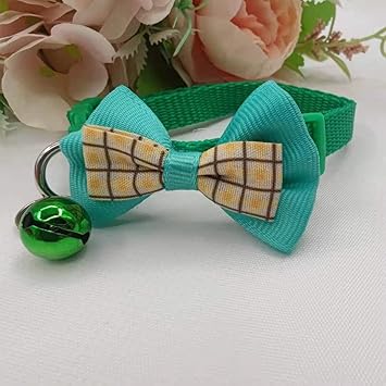 YellowCult Breakaway Cat Collar with Contrast Coloured Bow Tie and Bell, Cute & Neat Bow, 1 Kitty Safety Collar - Turquoise Green