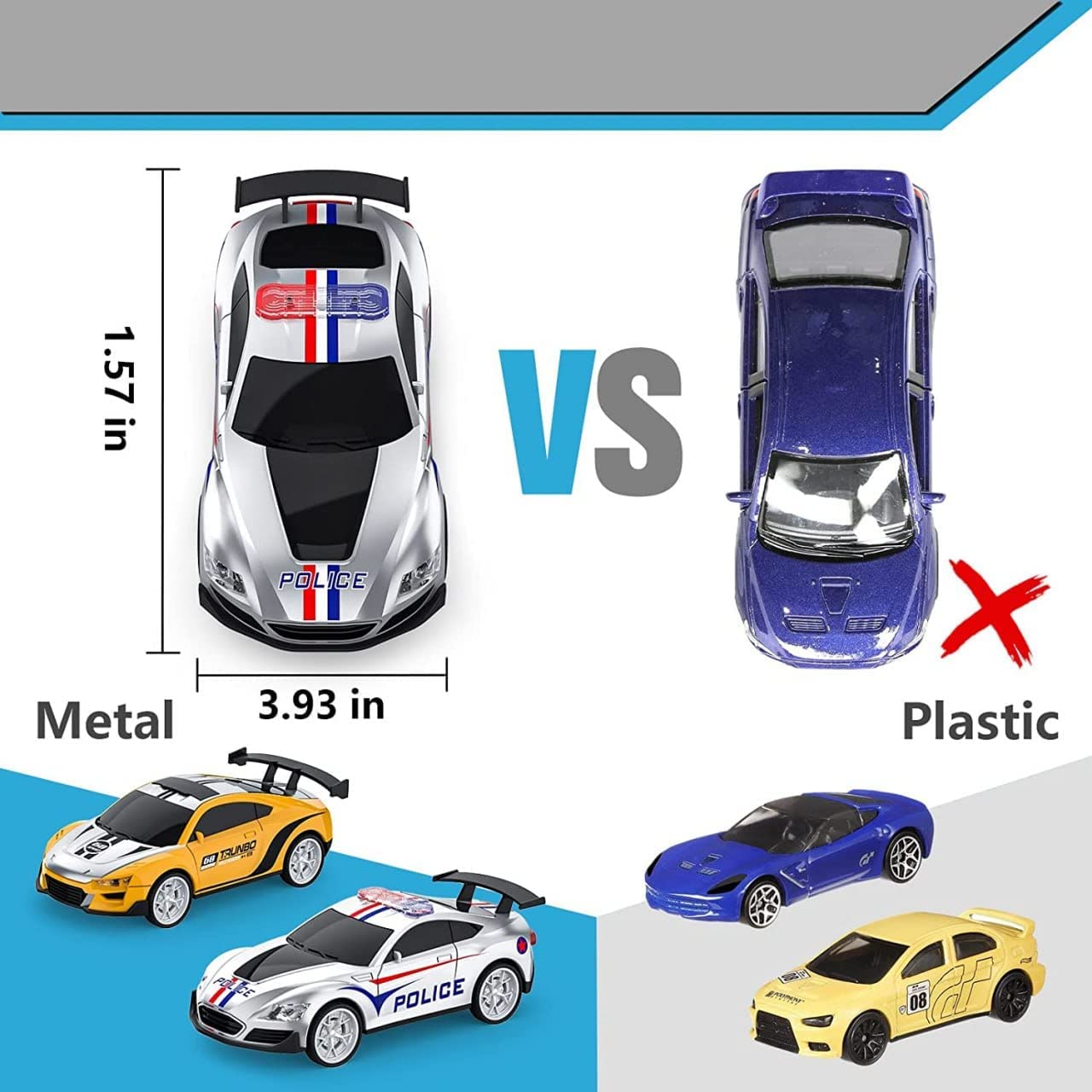 JETRA Electric High-Speed Slot Car Race Car Track Sets with 2 1:43 Scale Slot Cars and 2 Hand Controllers with Headlights and Dual Racing, Toys Gifts for 6 7 8 9 10 11 12 Boys Girls 4