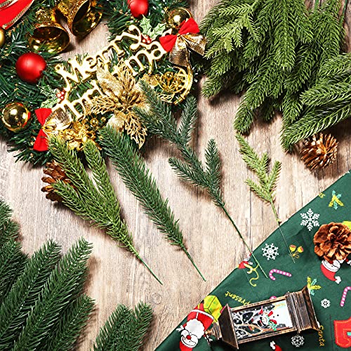 Syhood 60 Stück Weihnachten Künstliche Tannenzweige Wie Echt 4 Stile, Grün, – Ansicht 4