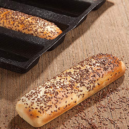 Fetesur Silicone Perforated Baking Forms Sandwich Mold French Baguette Bread Pan Food Mat 5 Loaf Non-Stick Baking Liners #TOP4