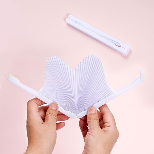 Miniatura 4 de Yolyoo 36 abanicos de boda blancos plegables de papel con forma de corazón con mango de plástico para fiestas de cumpleaños, suministros de verano