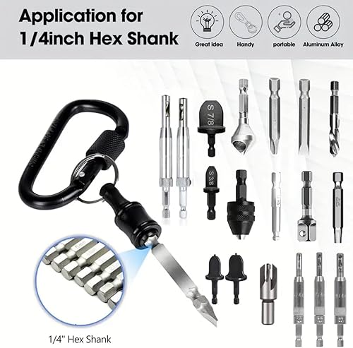Miniatura 10 de Soporte de broca hexagonal de 14 de pulgada, 6 llaveros de liberación rápida para destornillador de impacto, soporte de puntas de destornillador