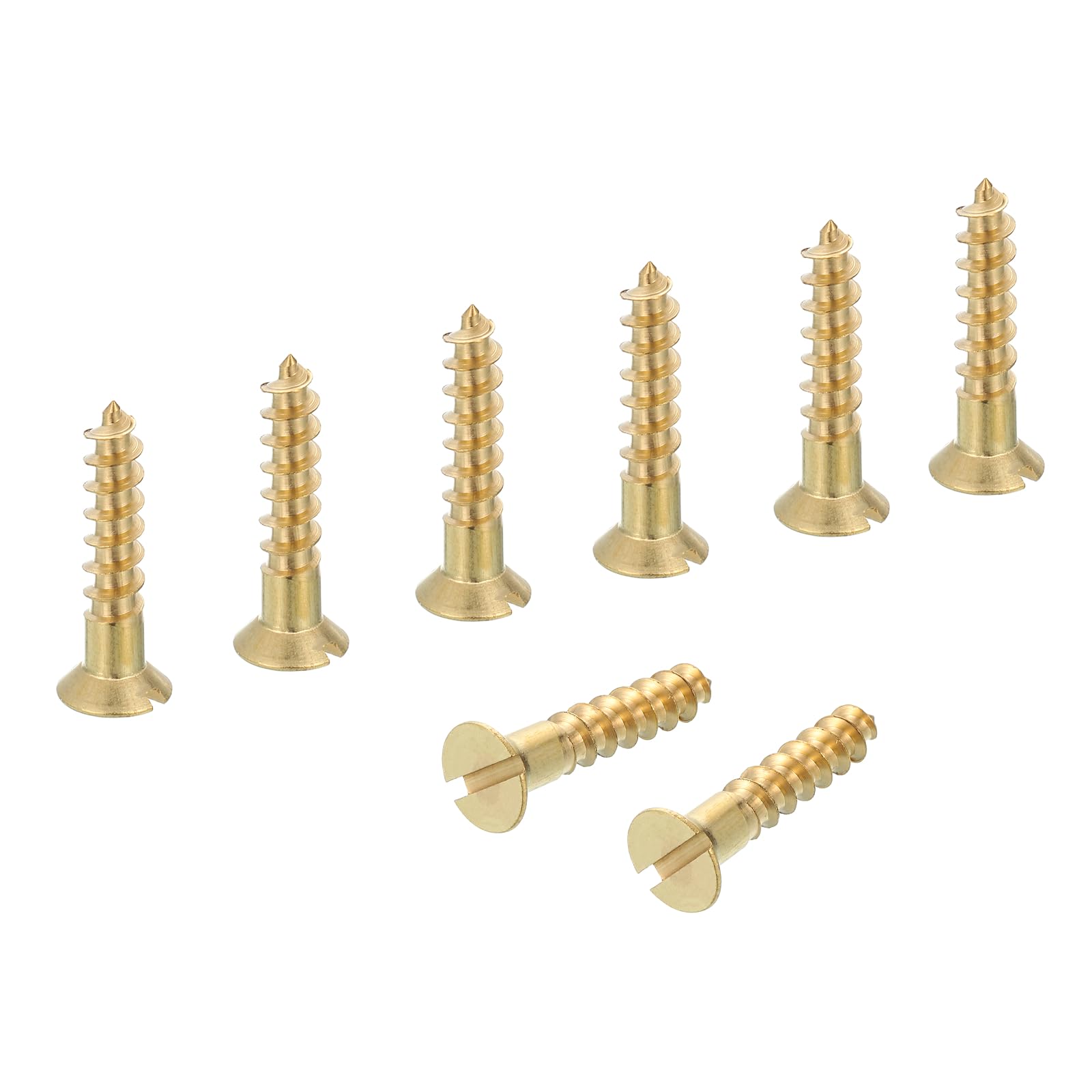 sourcing map Wood Screws, M6 x 30mm Brass Slotted Flat Head Self Tapping Screw Quick Metal Self-Tapping for Indoor Household Appliances Furniture Woodworking Pack of 8