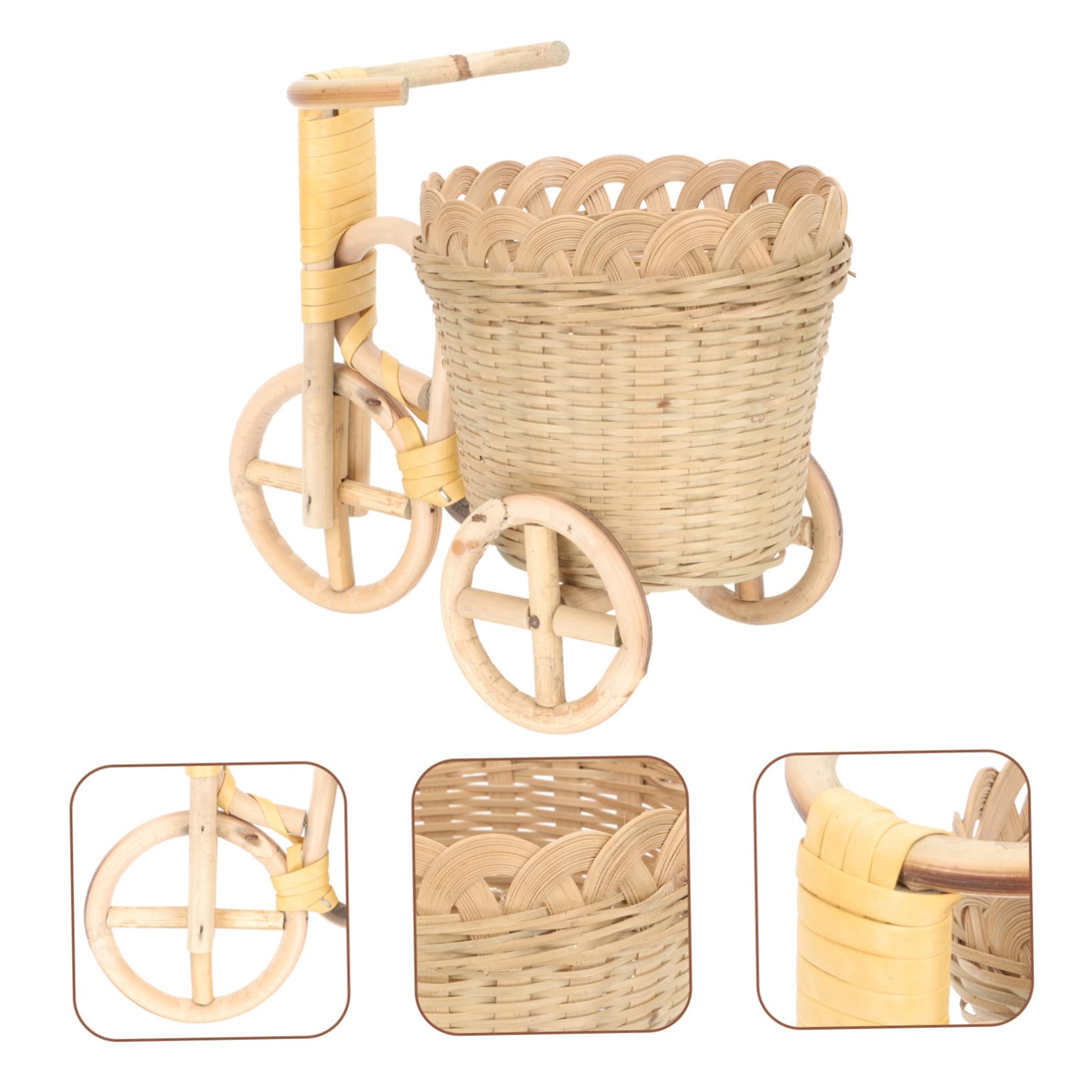 Mobestech 2 Stück Geflochtener Stiftekorb Dreiradform Handgefertigte Dekoration Natürliches Material Multifunktionaler Organizer für Wohnzimmer Party Hochzeit