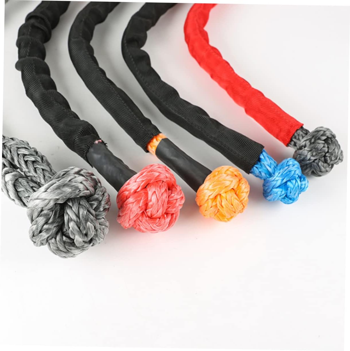 1Pc Flexible Synthetic Winch Rope Towing Strap Tool Random Color Heavy Duty Shackle for Off Road Vehicle Protects Finish Self Tightening Loop