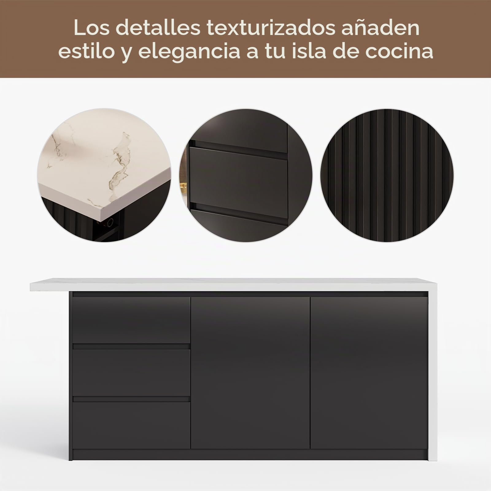 Homary Ila de Cocina con Almacenamiento múltiple para Cocina y Comedor, 183cm x 80cm