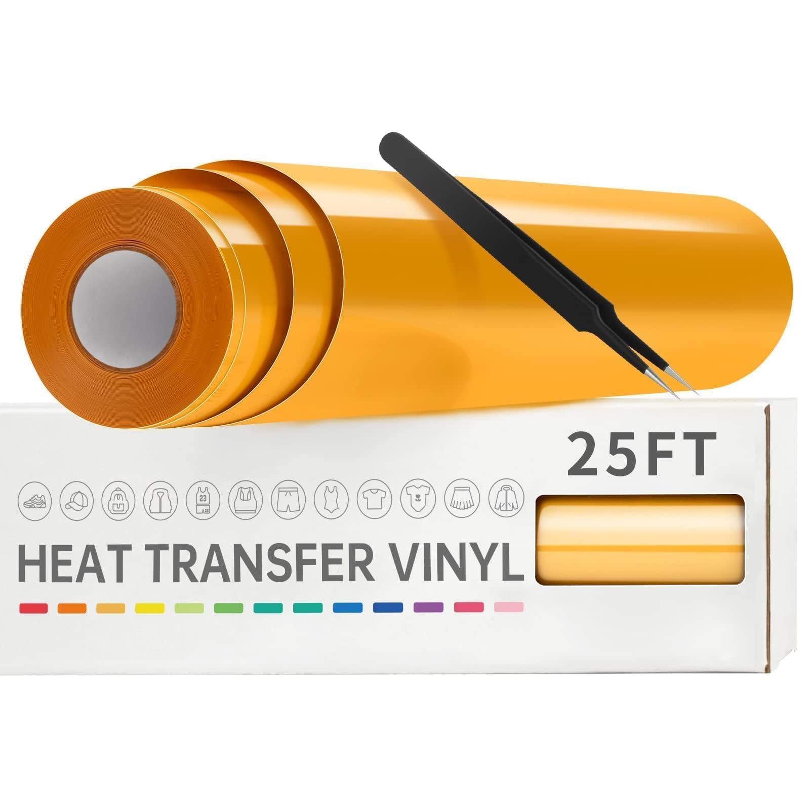 VinylRus HTV Heat Transfer Vinyl Roll, Yellow, 12" x 25FT