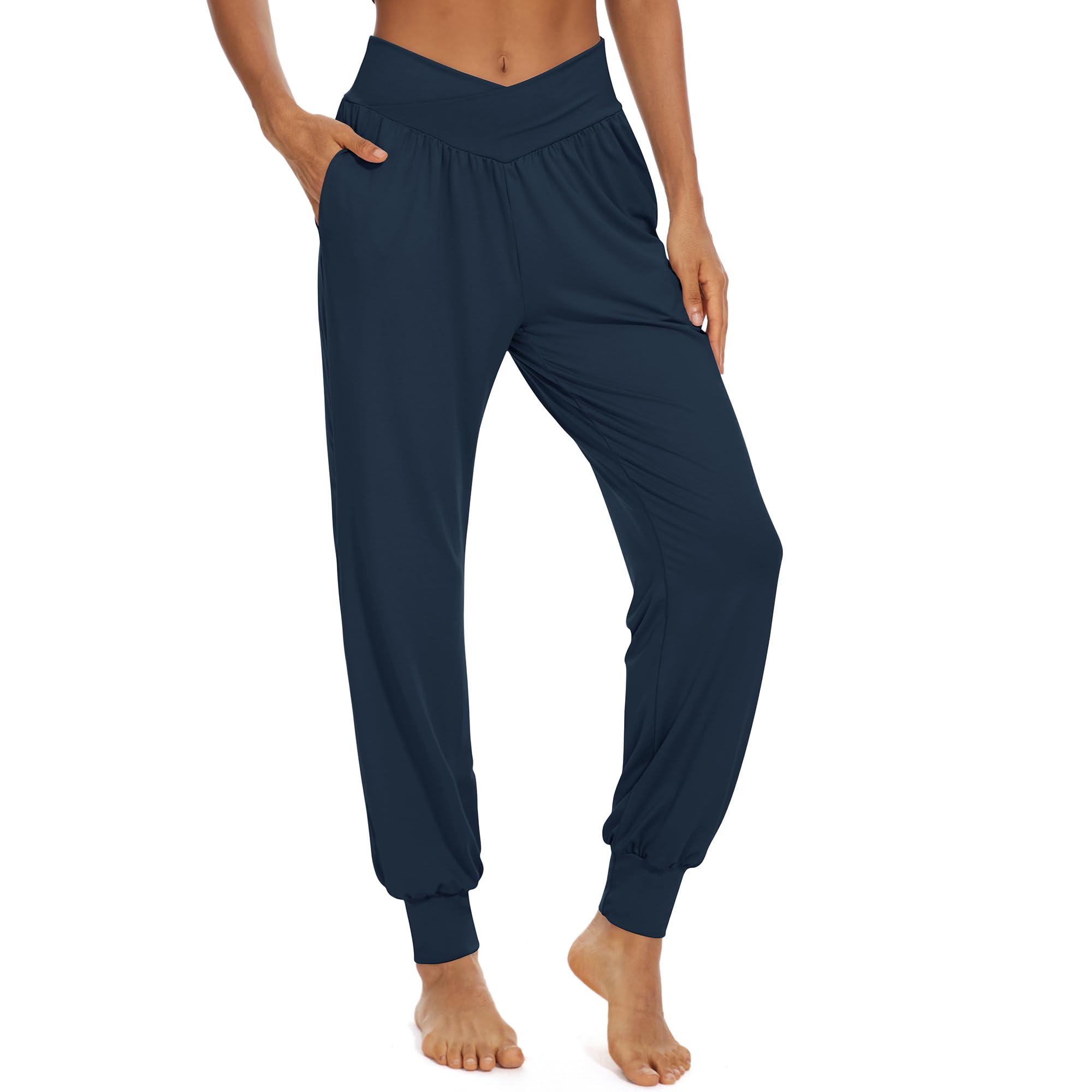Anbenser Womens High Waist Joggers Sweatpants Crossover Lounge Yoga Jogger Pants with Pockets