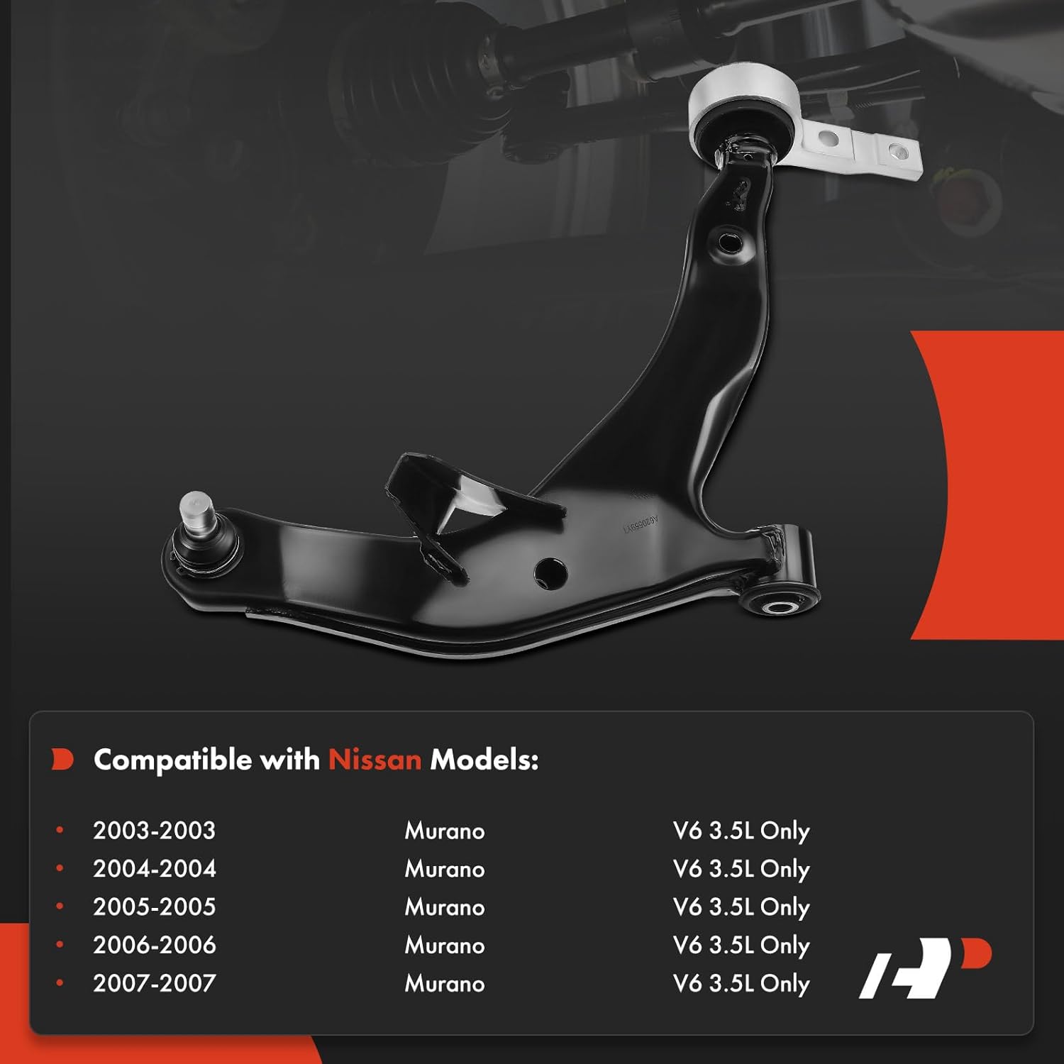A-Premium Front Right Lower Control Arm, with Ball Joint & Bushing, Compatible with Nissan Murano 2003 2004 2005 2006 2007, V6 3.5L