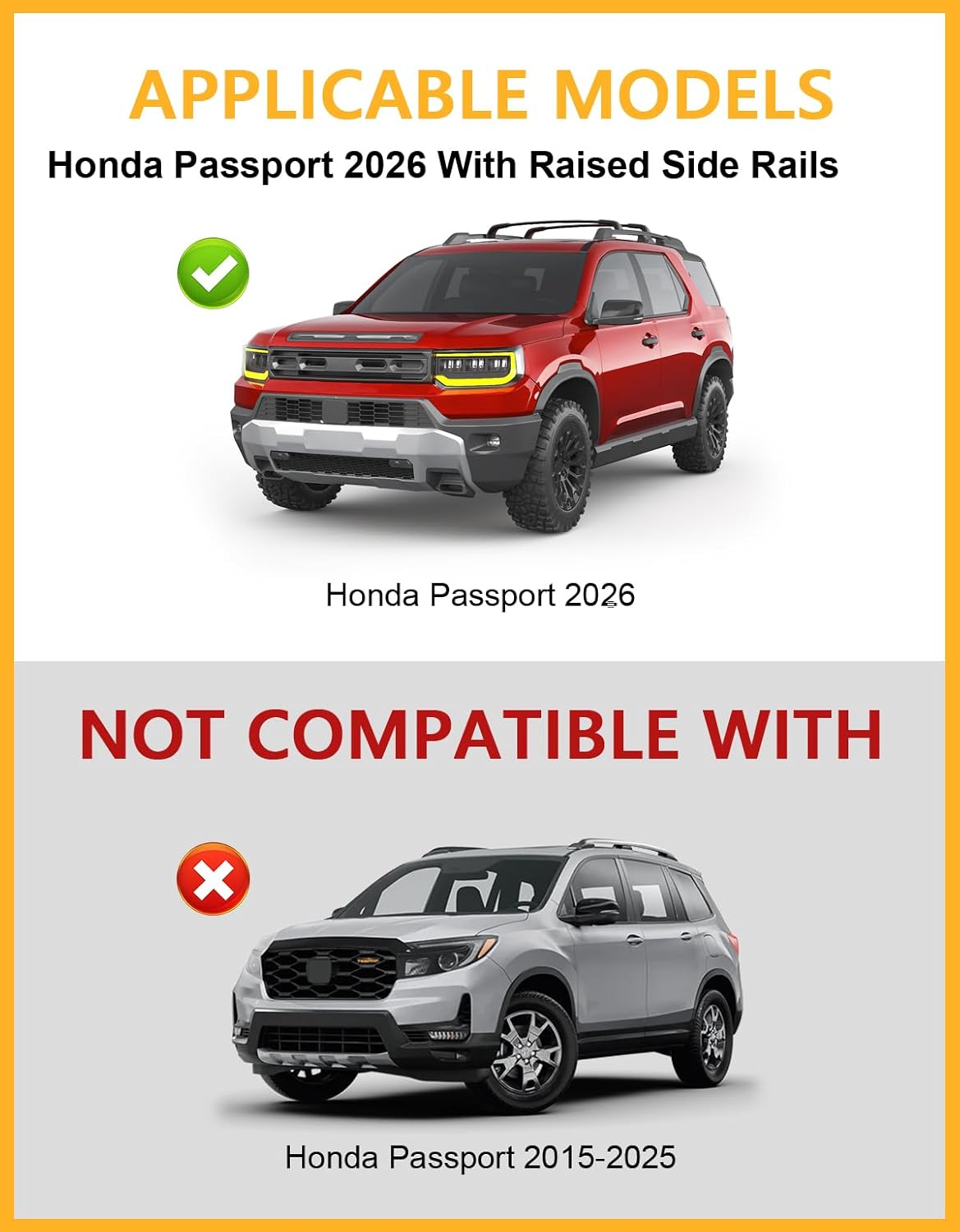 tuyoung all aluminum roof rack cross bars compatible with honda passport 2026 with raised side rails, 260lbs lockable heavy duty roof rails crossbars cargo carrier luggage kayak accessories compatible with passport 2026