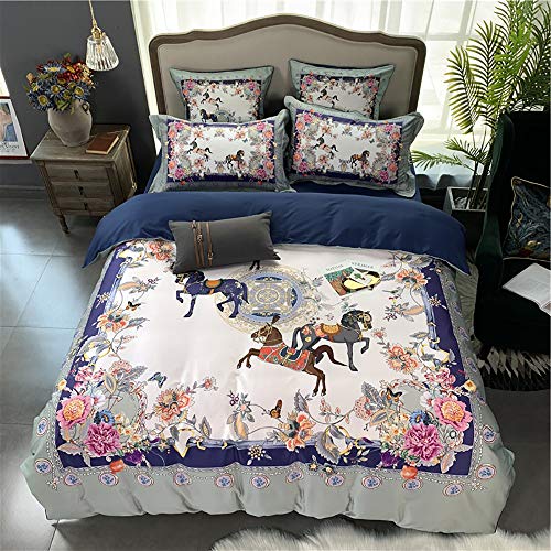 Parure de lit double 4 pièces en coton égyptien rose avec drap plat TXQHD