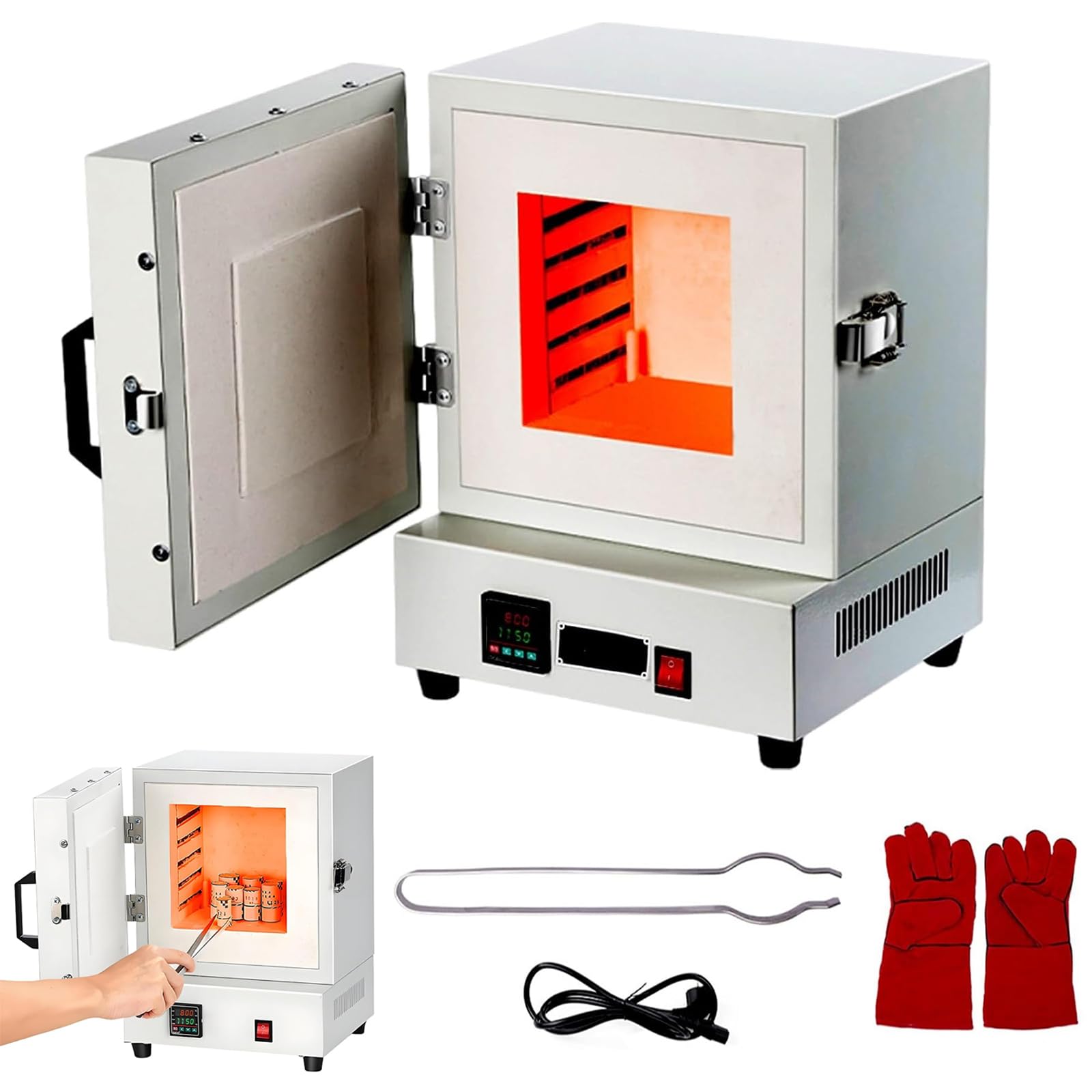 Forno elettrico con controller, forno di fusione del metallo da 2000 W, forno termico per la creazione di gioielli, vetri, dewaxing, argilla e ceramica fai da te