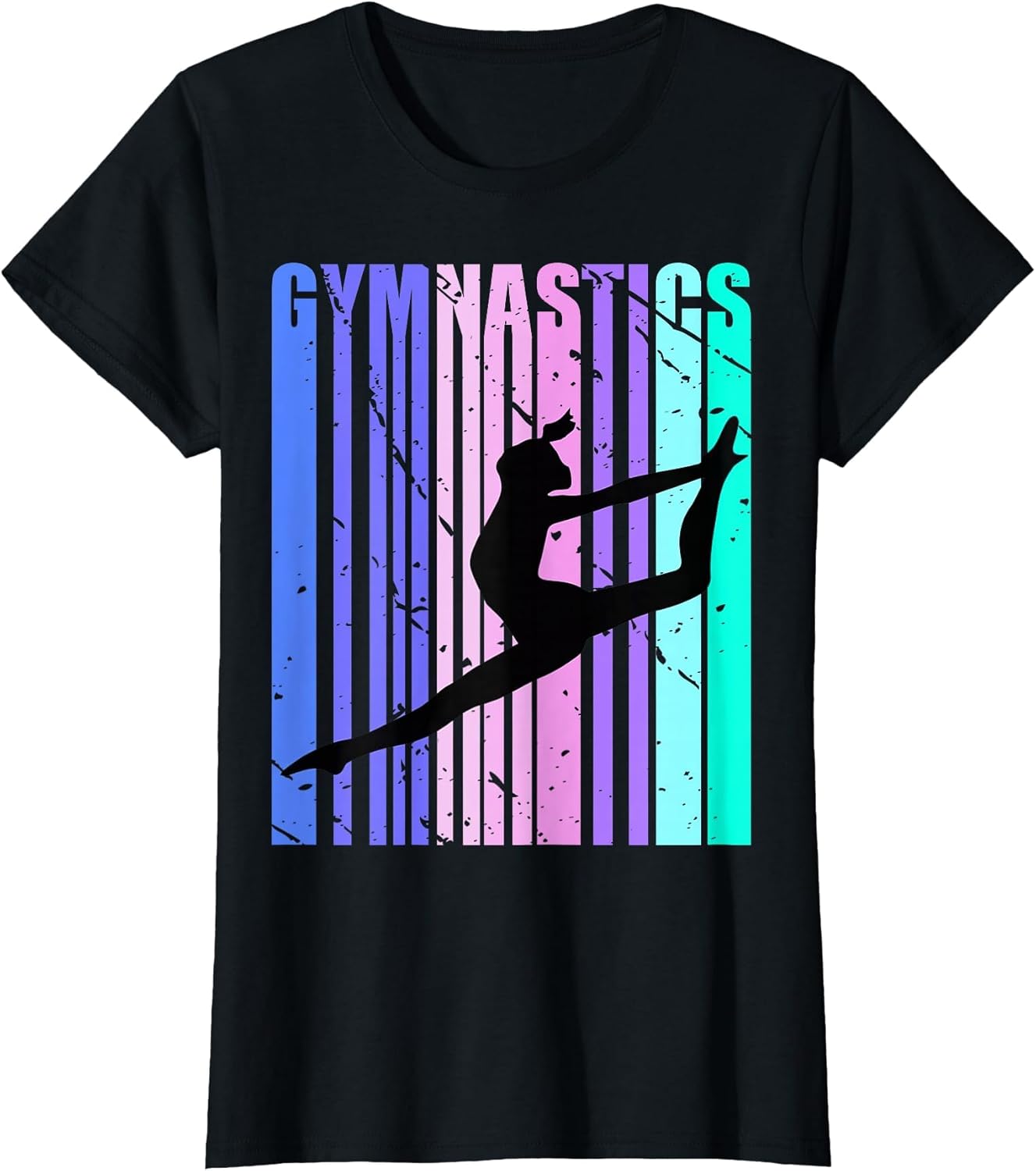 Retro Girls Gymnastics Purple Green Woman Women Gymnast T-Shirt
