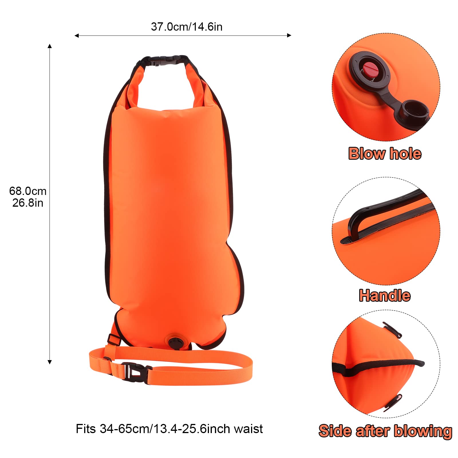 Schwimmboje, 20L Trockensack, Zwei Kammern, Aufblasbare Schwimmhilfe mit Wasserdichter Handytasche, für Erwachsene, Freiwasserschwimmen, Triathlon, Schnorcheln, Ausbildung, Zubehör, Swim Bubble