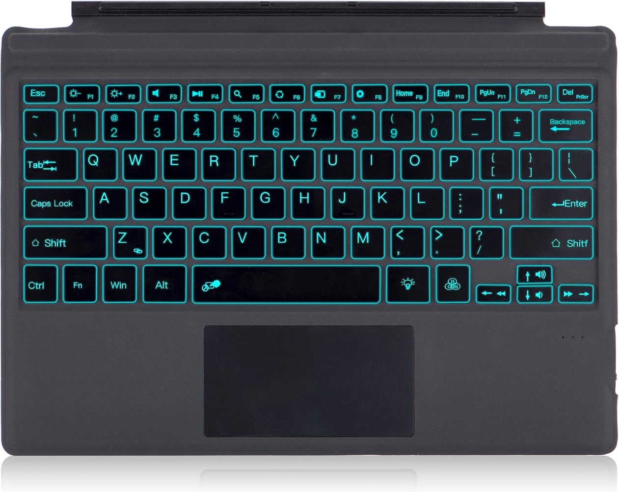 Nanhent Type Cover Surface Pro 7 Keyboard with Precision Touchpad, Bluetooth 5.3, 7-Color Keys Font Backlight, Compatible with Microsoft Surface Pro 7/7+/6/5/4/3 (Black)