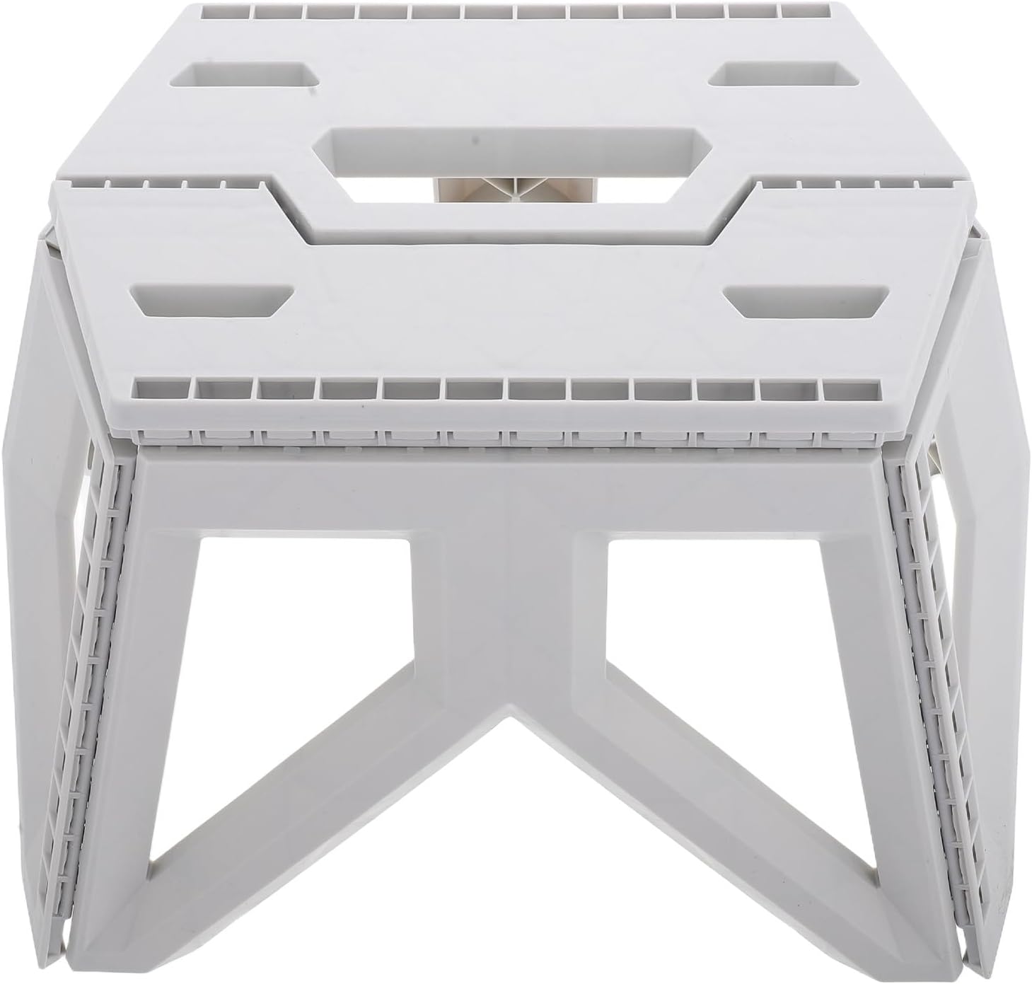 Portable Folding Camp Stool Small Foldable Step Stool Lightweight Plastic Outdoor Fishing and Camping Seat for Adults and Ivory White