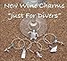 Heirtronic 100 Pieces Silver Plated Wine Glass Charm Rings Earring Open Beading Hoop Party Favor