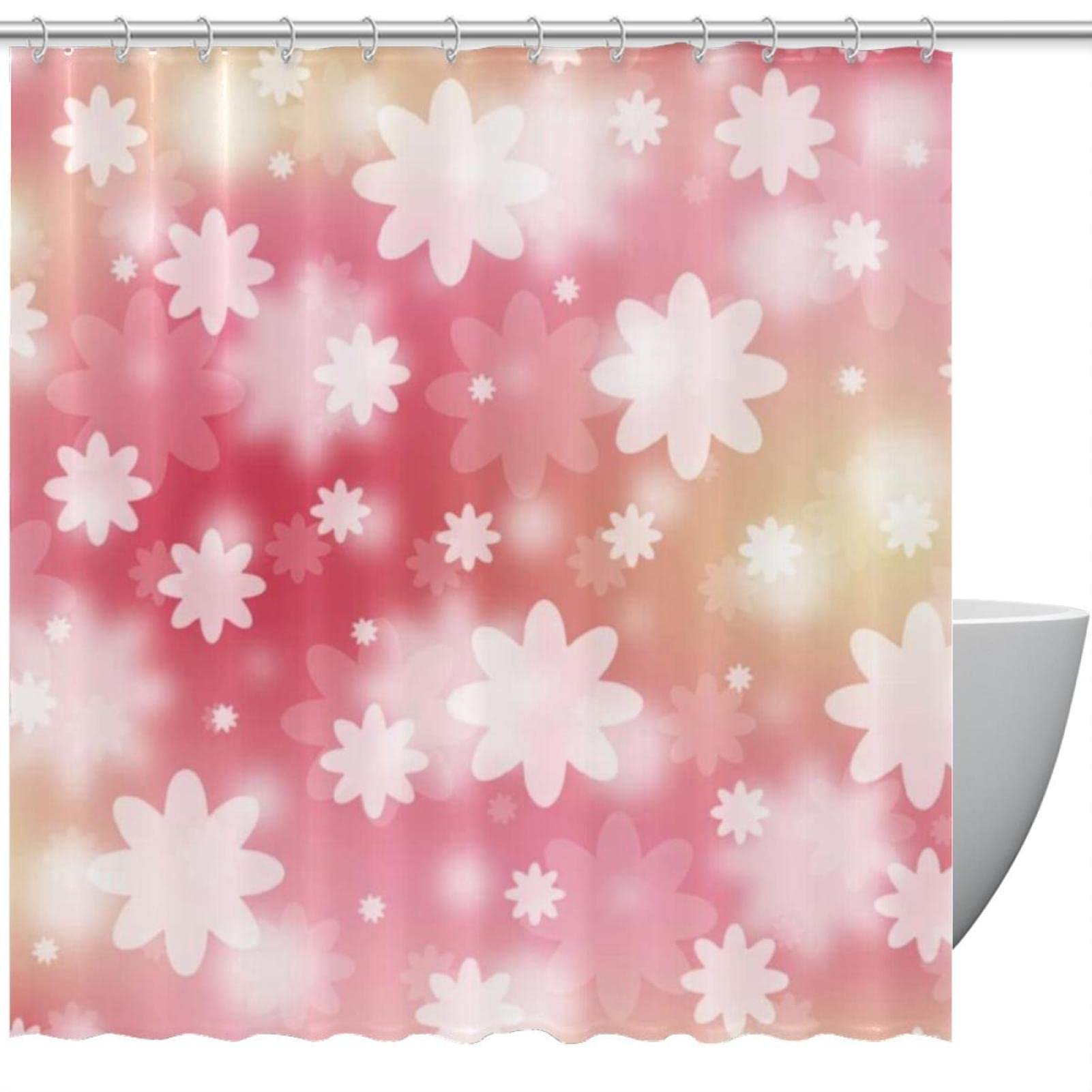 Rideau de douche en tissu floral abstrait 183 cm de hauteur pour salle de bain