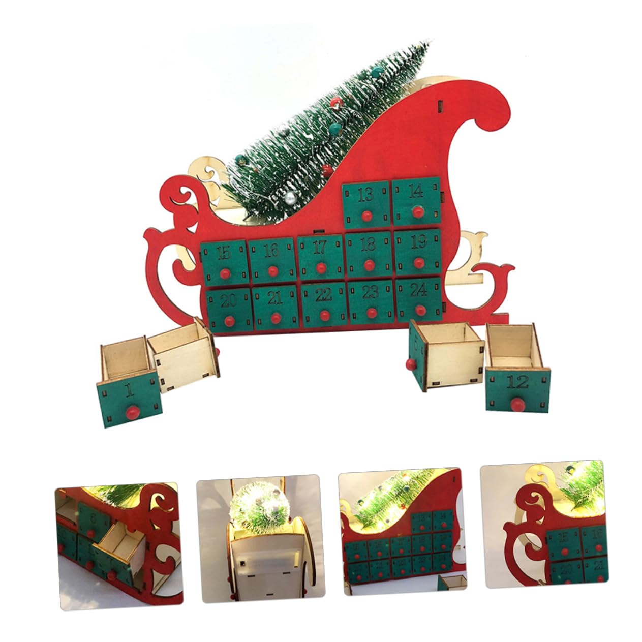 TOPBATHY Calendrier de Bois Décoration de Noël pour Maison et Bureau Ornement Festif