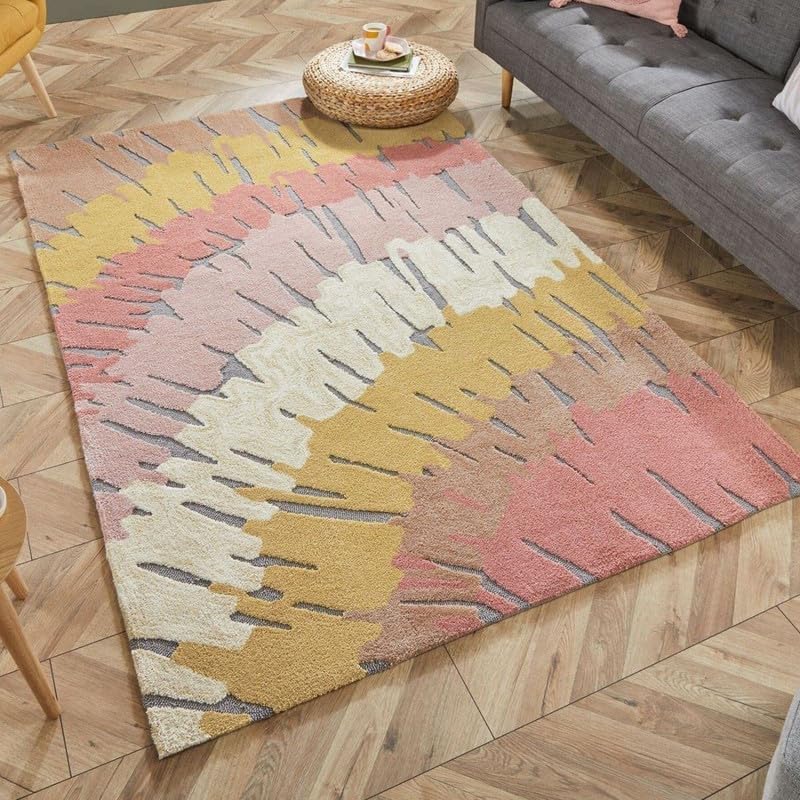 Image of Embossed Handmade Wool Thick Geometrical Carpet is a Stylish and Practical Addition to Any Living Room 12X18 Feet Carpet