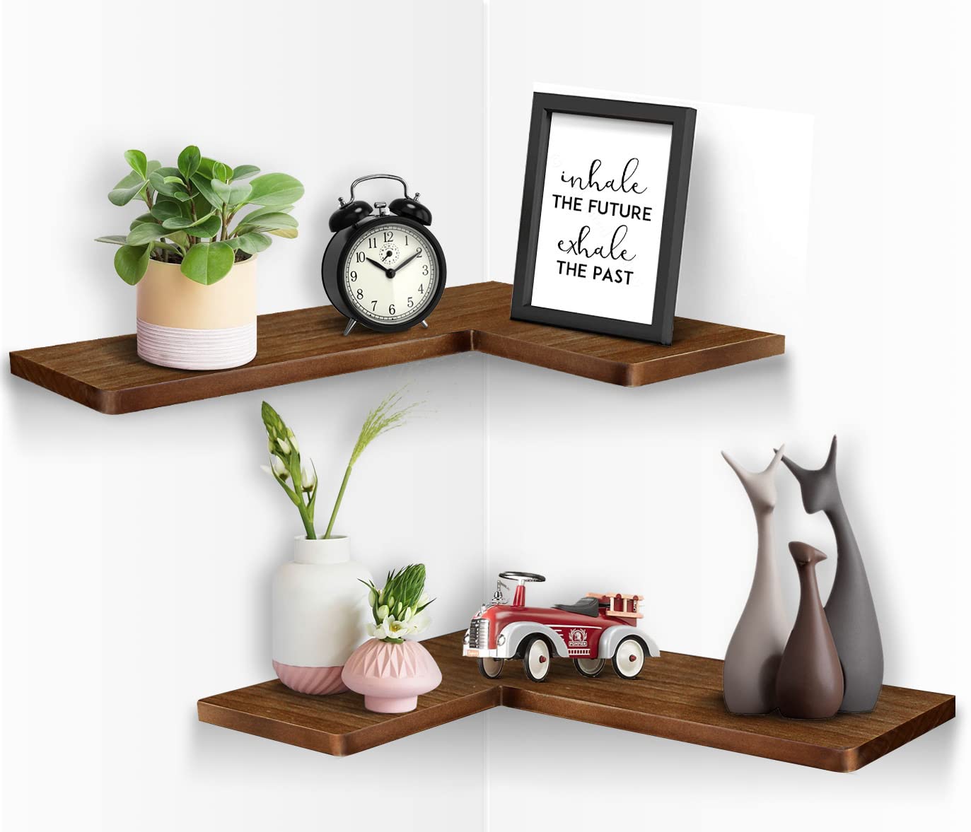 Buy Provalley Wall Corner Shelves Set of 2 Rustic Wooden Floating