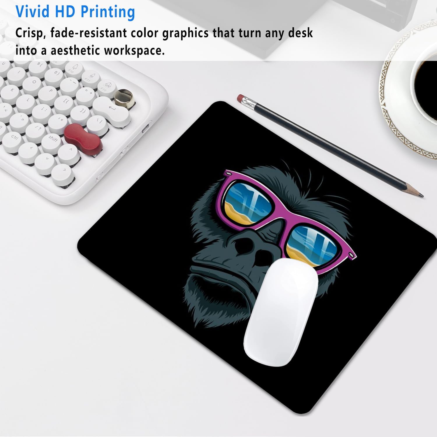 Funny Gorilla Mouse Pad, 9.5"x7.9" Non-Slip Computer Laptop Pad image 2