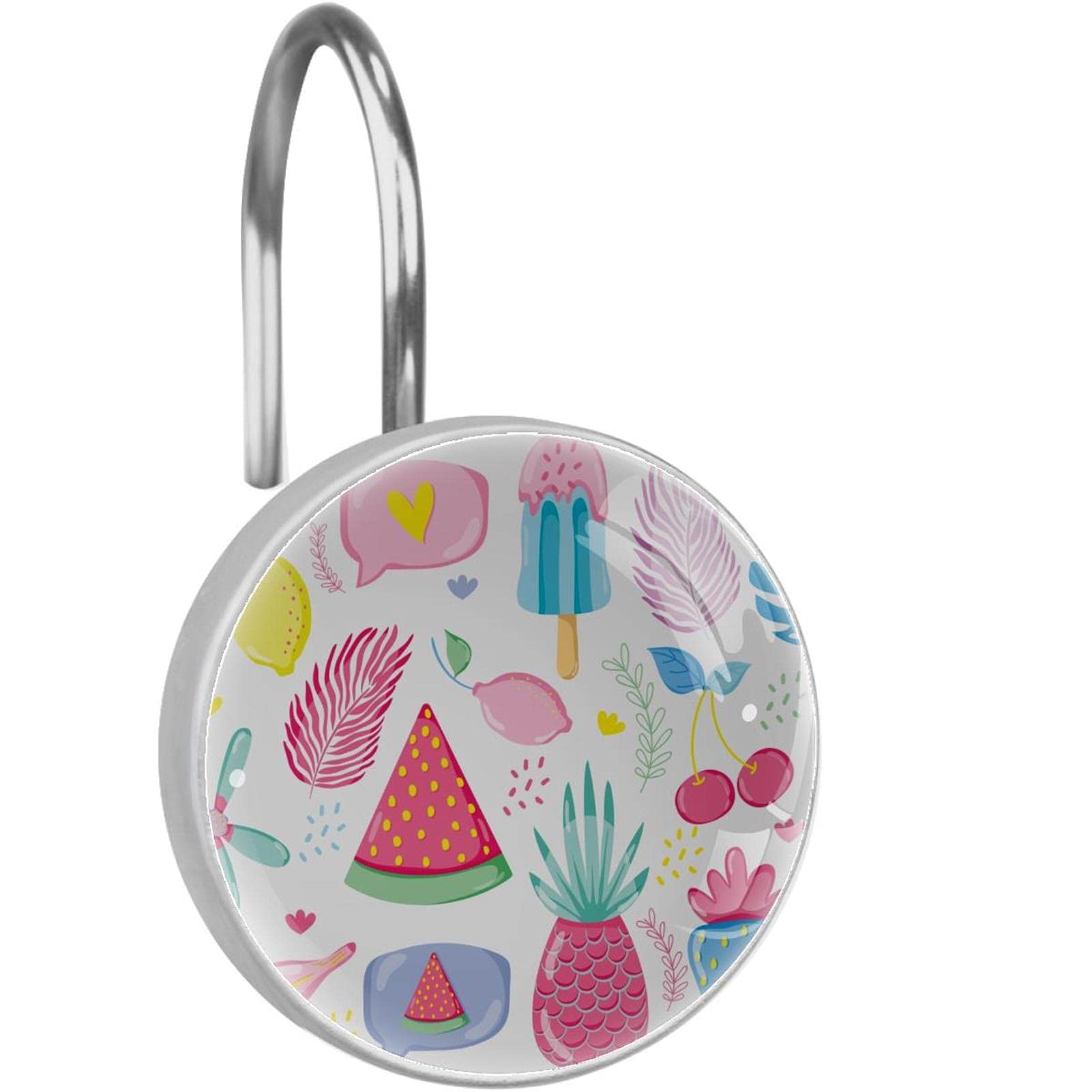 Crochets de rideau de douche fruits en acier inoxydable x12