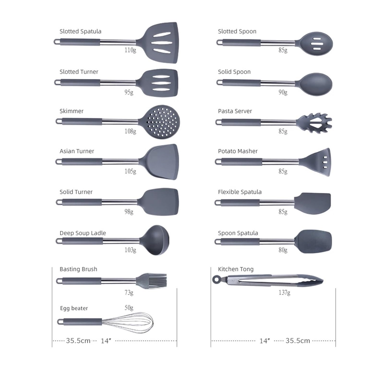 Juego de utensilios de silicona, resistentes al calor, antiadherentes, utensilios de cocina, espátula, cuchara y kit