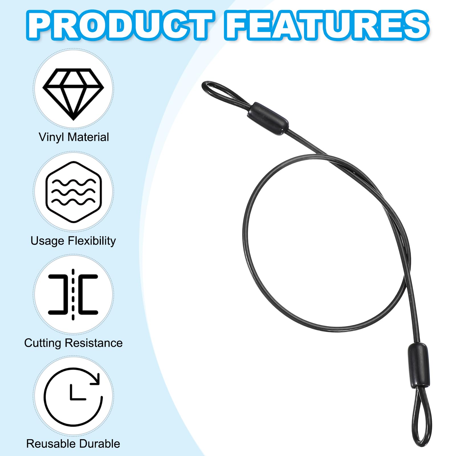 PATIKIL 1/8" Dia Vinyl Coated Stainless Steel Cable with Loops - Image 4