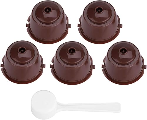 K Cups reutilizables, juego de 5 filtros de café recargables con cuchara, cápsulas de café con filtro de malla integrado compatible con Nescafe