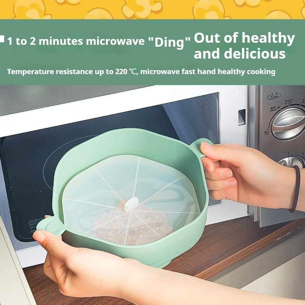 Collapsible Silicone Popcorn Bowl, Microwave Popcorn Maker, Silicone Popcorn Maker, Microwave Popcorn Bowl, Dishwasher Safe (2pcs), standard, yellow,green, JYQLOCWV004