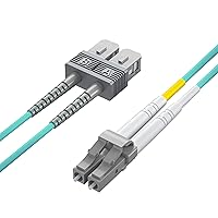 Vista 4 de ipolex Cable de conexión de fibra OM3 LC a SC -6.6 ft (7 pies)- LSZH 50/125μm- 10Gb/Gigabit Cable de fibra óptica multimodo dúplex puente, aguamarina