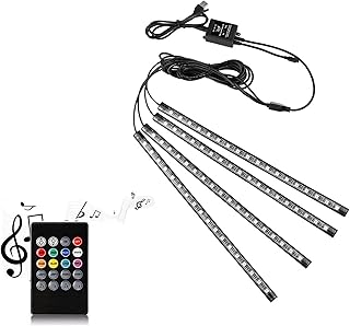 Car LED Strip Light, Uniwit 4 Pcs 72 LED Multicolor Music Car Interior Atmosphere Lights,USB LED Strip for Car TV Home with Sound Active Function,Wireless Remote Control and Smart USB Port(USB-72 LED)