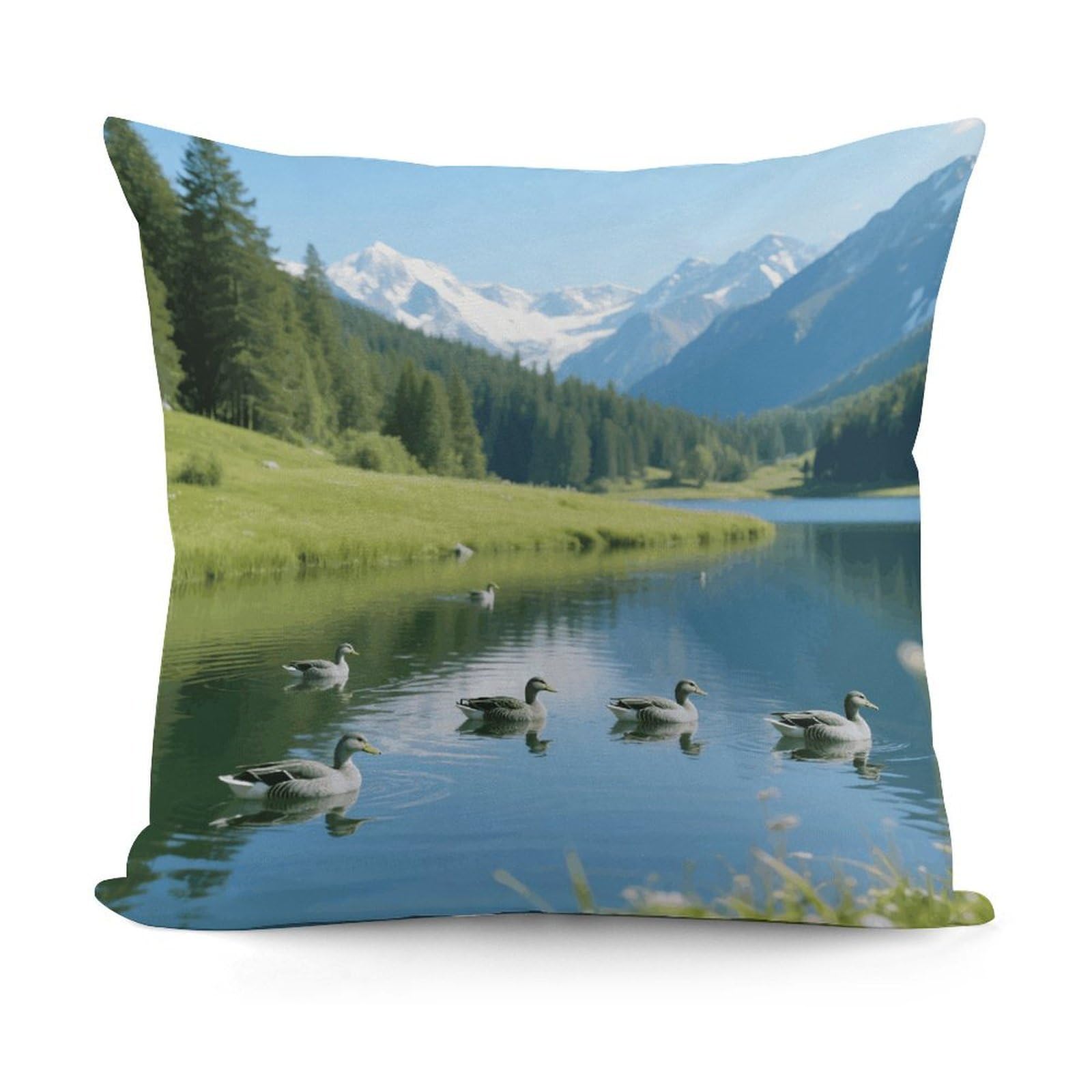 VstaDank Alpine Lake Throw Pillow Covers Fade-Resistant Removable Pillowcase Square Cushion Case Cozy Pillow Case Breathable Pillow Protector Soft Pillow Shams 18"x18"