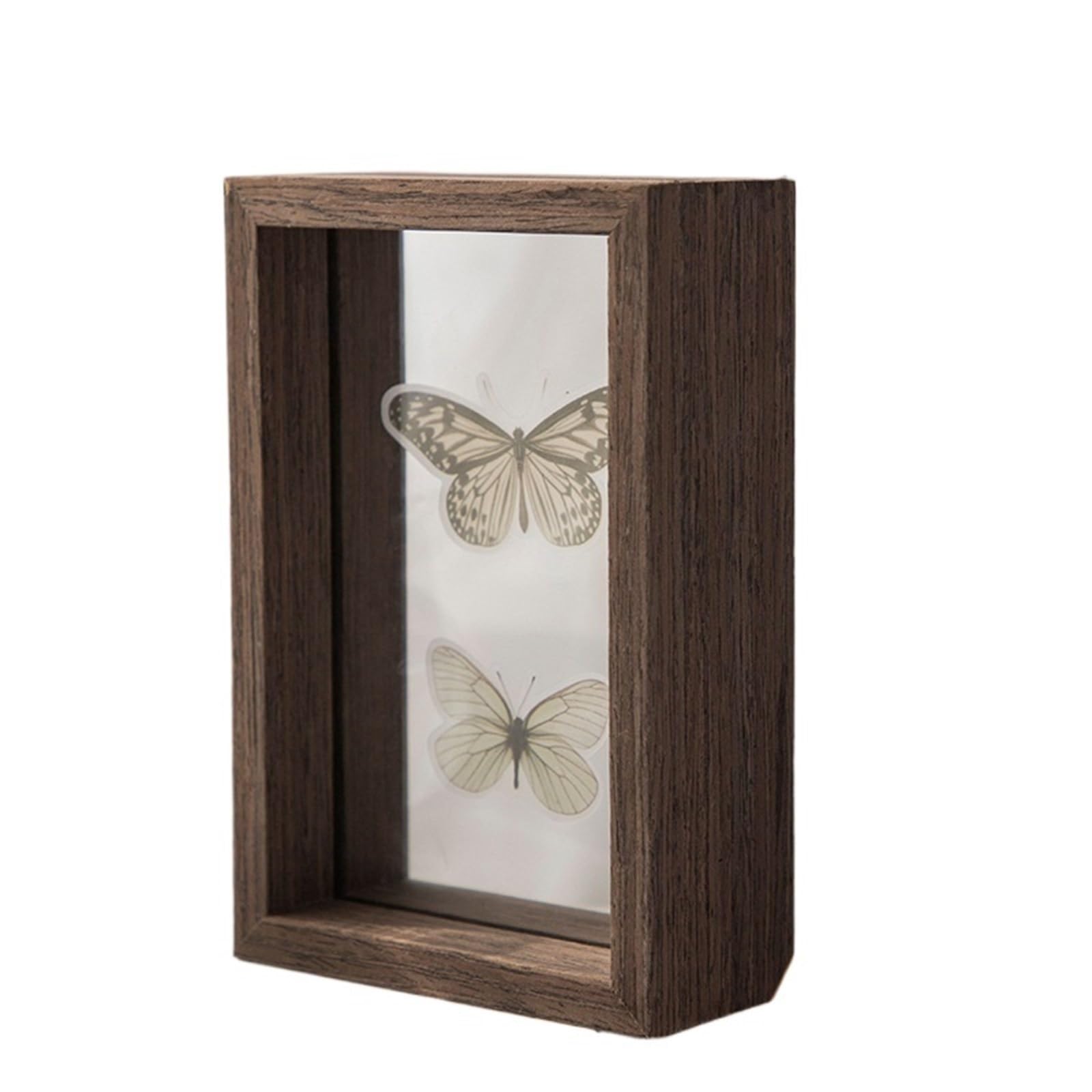 Shadow Boxes Transparent Solid Wood Display Frame Double-Sided Glass Specimen Frame Picture Frames Shadow Box Frame Photo Frames(Color01,15.2x15.2cm 6inch)