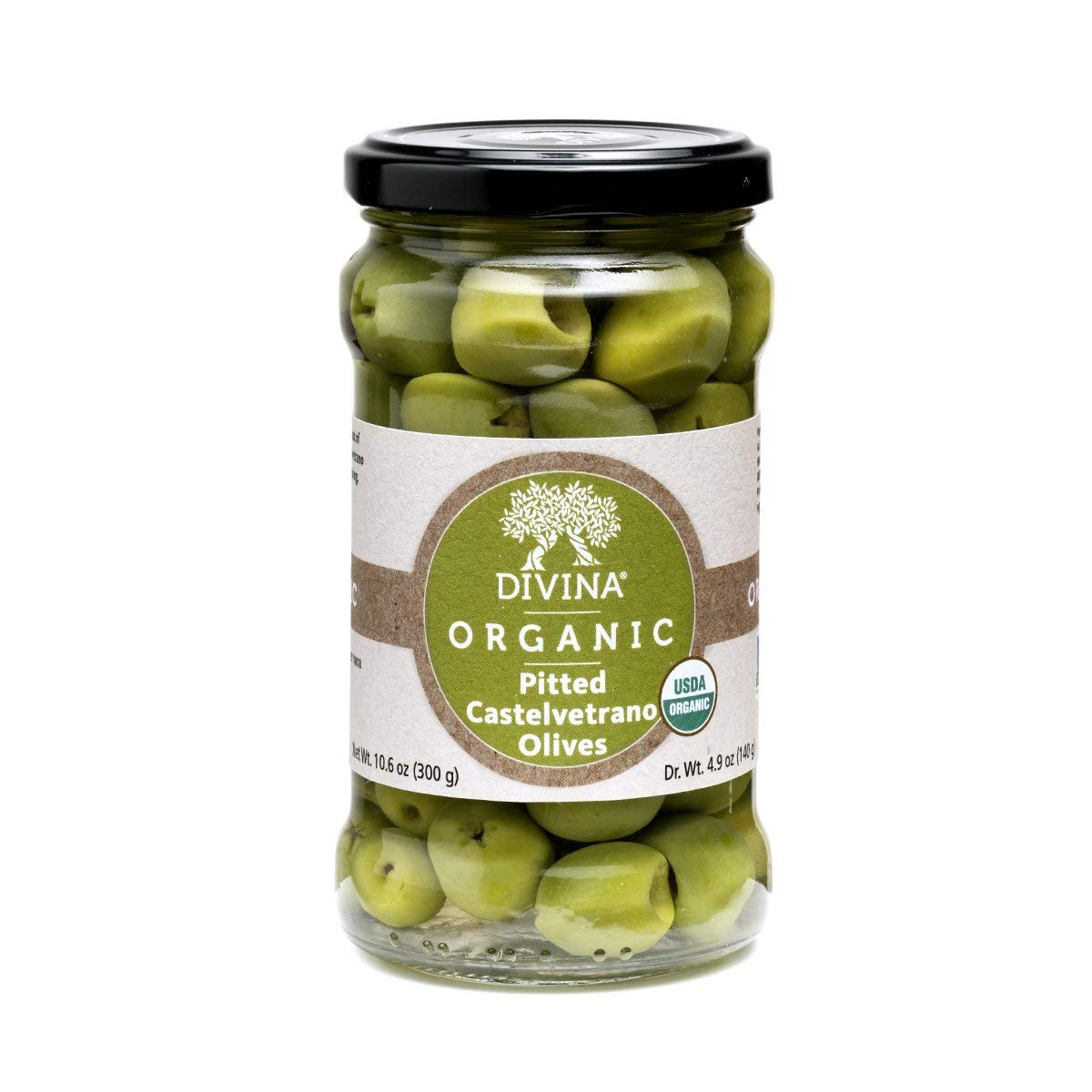 Divina Organic Pitted Castelvetrano Olives, Vegan, Gluten Free, 4.9 Ounce (Pack of 6)