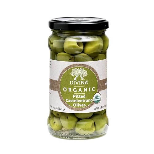 Divina Aceitunas Castelvetrano orgánicas sin hueso, veganas, sin gluten, 4.9 onzas (paquete de 6)