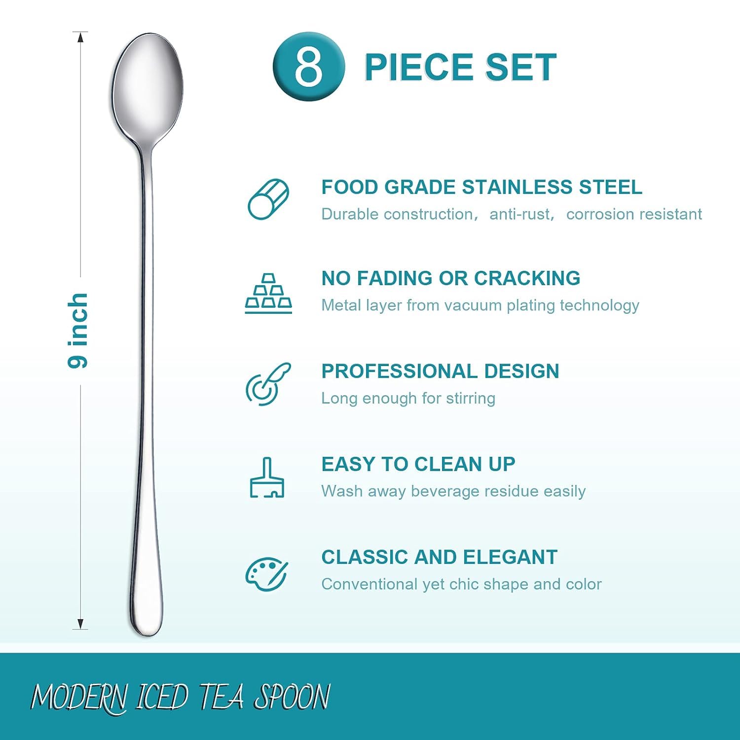 VishList Long Handle Spoon, Coffee Stirrers, Premium Stainless Steel Coffee Spoons, Ice Tea Spoons, Ice Cream Spoon, Cocktail Stirring Spoons, Tea Spoons (Set of 2) 1